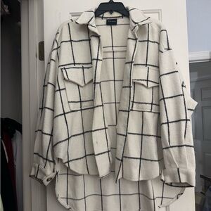 Plaid Shacket Jacket - Cream and Black
